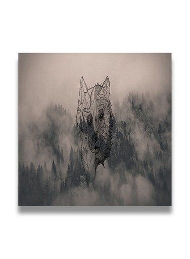 Decorative MDF Wall Art Painting Black/Grey 30 x 30cm