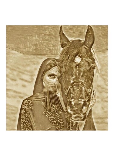 Women With Horse MDF Wall Art Brown