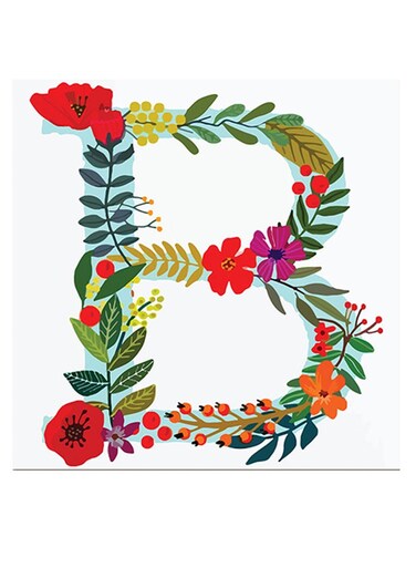 Alphabet B Themed Wall Art Red/Blue/Yellow 30x30cm