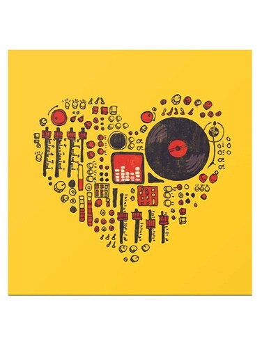 Decorative Wall Art Yellow/Black/Red 30x30cm