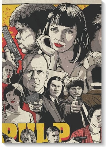 Pop Fiction Movie Wall Art Multicolour 40x60cm
