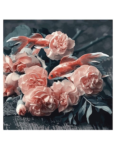 Flower Themed Decorative Wall Art Pink/Grey 30x30cm