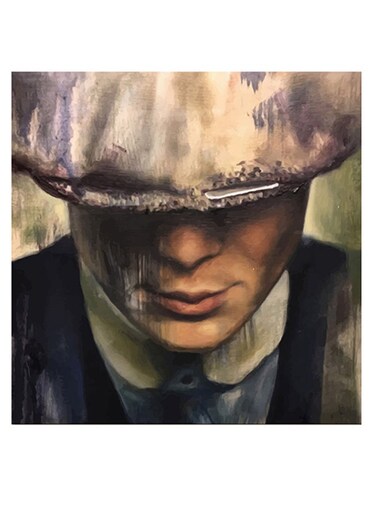 Thomas Shelby Themed Wall Art Beige/Blue/Black 30x30cm