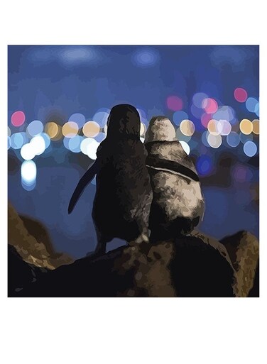 Bird Themed Wall Art Blue/White/Black 30x30cm