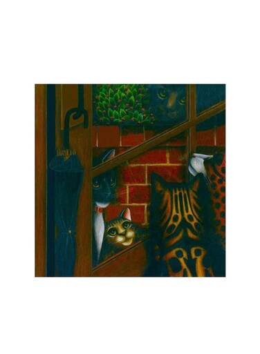 Inside Outside Cats Mdf Wall Art Multicolour 30x30centimeter