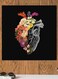 Heart Themed Wall Art Black/Grey/Yellow 30x30cm