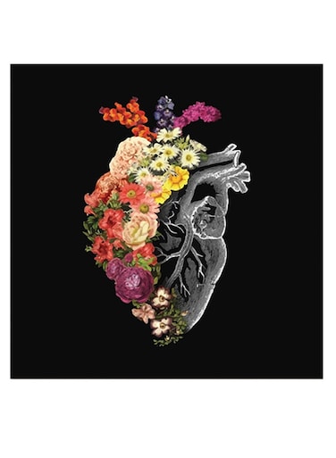 Heart Themed Wall Art Black/Grey/Yellow 30x30cm