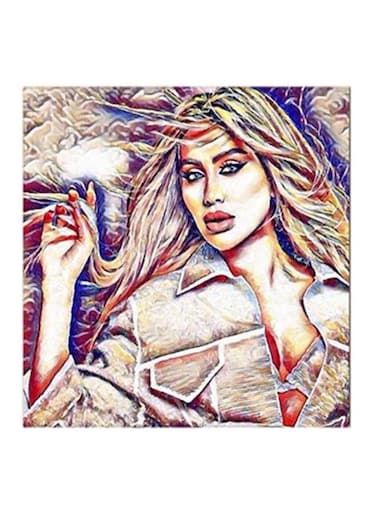 Maya Diab MDF Wall Art Painting White/Red 30x30centimeter