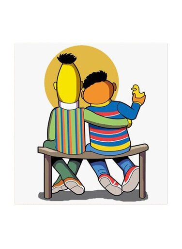 Friends Badr and Aneis MDF Wall Art Multicolour 30x30cm