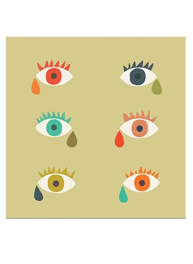 Colored Eyes Themed Wall Art Beige/Red/Blue 30x30cm