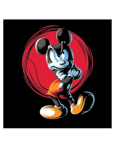 Mickey Mouse Themed Printed MDF Wall Art Black/Red/Blue 30x30cm