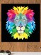 Lion Themed Printed MDF Wall Art Black/Pink/Blue 30x30cm