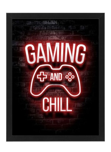 Gaming And Chill Neon Wall Art Poster Frame 21x30 cm