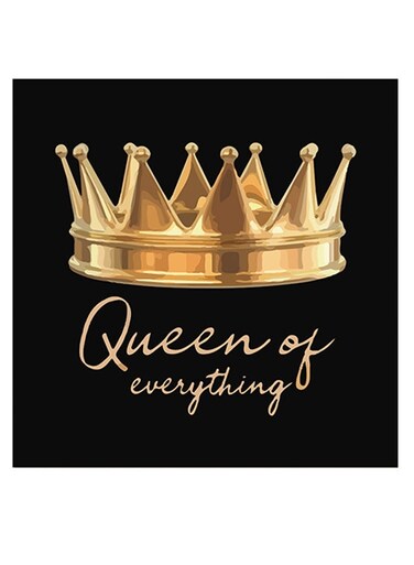 Queen Of Everything Quote Themed Wall Art Black/Gold 30x30cm