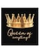 Queen Of Everything Quote Themed Wall Art Black/Gold 30x30cm