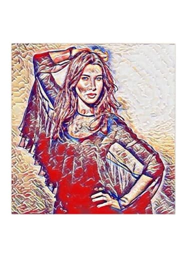 Nancy Ajram MDF Wall Art Painting Red/Yellow 30 x 5 x 30cm