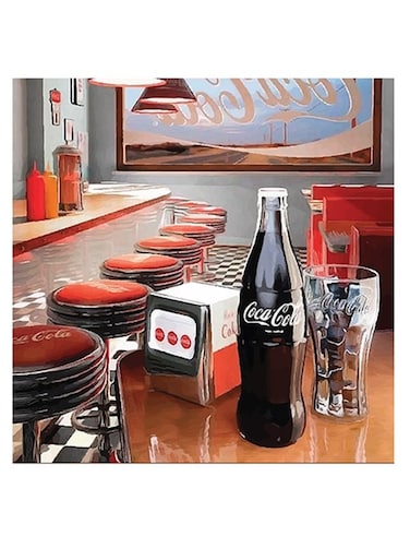 Coca Cola Themed Wall Art Red/Black/Beige 30x30cm
