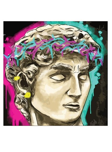 Digital Art Themed Wall Art Beige/Grey/Pink 30x30cm