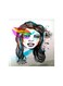 Girl Drawing Abstract Wooden Wall Art Mdf Multicolour 30x30cm