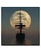 Ship And Moon Themed Printed MDF Wall Art Gray/Cyan/Black 30x30cm