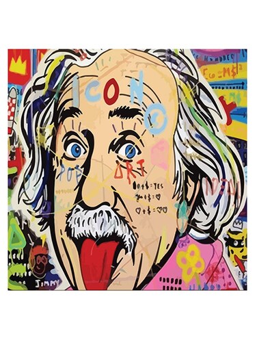 Pop Art Einstein Themed Wall Art Beige/Pink/Red 30x30cm
