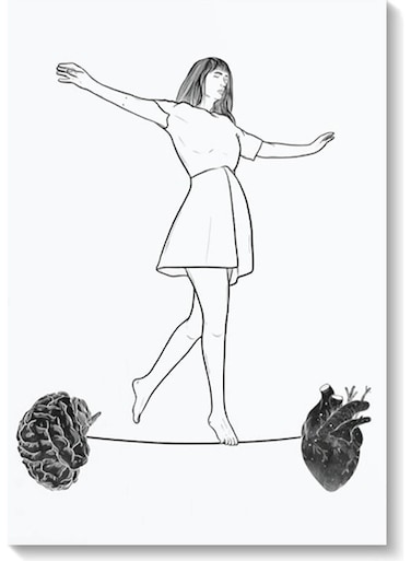 Balance Heart And Brain Wall Art Multicolour 40x60cm