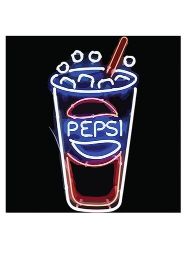 Pepsi By Neon Themed Wall Art Black/Red/Blue 30x30cm