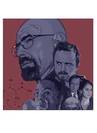Walter White Breaking Bad Series Themed Wall Art Black/Brown/Grey 30x30cm