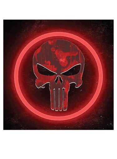 Punisher Logo Themed Wall Art Red/Grey/Black 30x30cm
