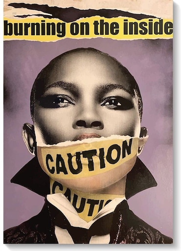 Caution Wall Art Multicolour 40x60cm