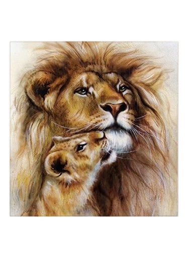 Lion And Lioness MDF Wall Art Multicolour