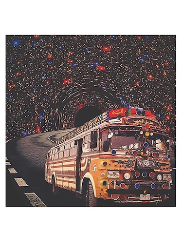 The Bus Themed Wall Art Black/Red/Blue 30x30cm