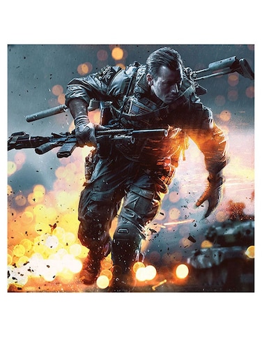 Battlefield Themed Printed MDF Wall Art Grey/Black/Yellow 30x30cm