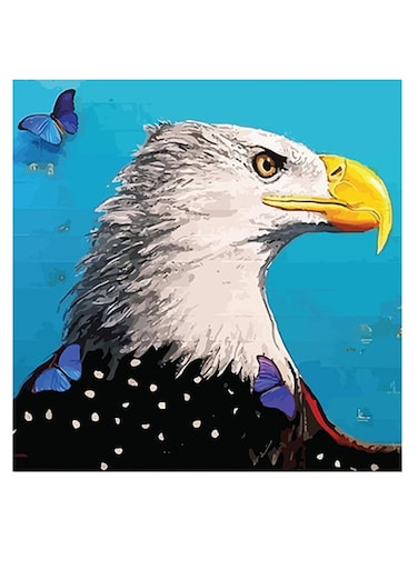 Eagle Themed Wall Art Blue/Black/Yellow 30x30cm