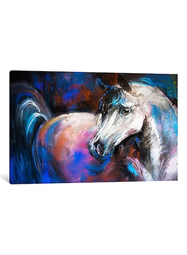 White Horse Canvas Print Wall Art Multicolour 50x33x3.5centimeter