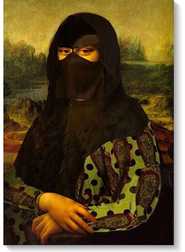Mona lisa Hijab Wall Art Multicolour 40x60cm