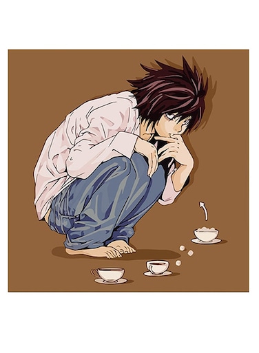 Death Note Anime Themed Printed MDF Wall Art Brown/Blue/White 30x30cm
