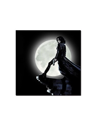 Woman And Moon Wall Art Painting Black/Blue/White 30 x 30cm