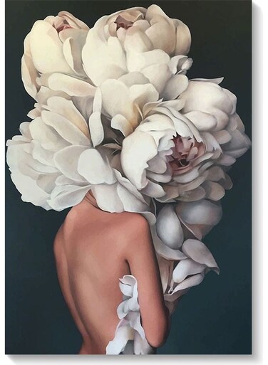Flower Girl Printed Wall Art Black/Beige/White 40x60cm