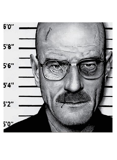 Walter White Breaking Bad Series Themed Wall Art Black/Grey/White 30x30cm