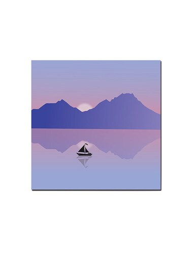 Sea And Sunset Wall Art Painting Blue/Pink/Black 30 x 30cm
