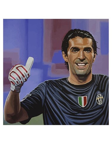 Buffon Themed Decorative Wall Art Blue/Black/Beige 30x30cm