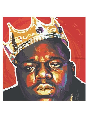 The Notorious B.I.G. Themed Wall Art Black/Red/Gold 30x30cm