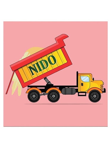 Nido Themed Wall Art Pink/Yellow/Black 30x30cm