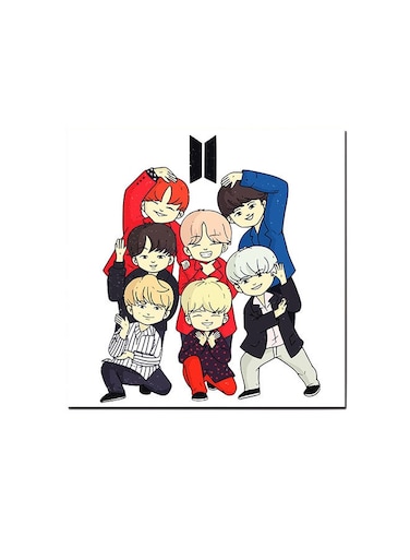 BTS Squad Anime Wall Art Painting Multicolour 30 x 30centimeter
