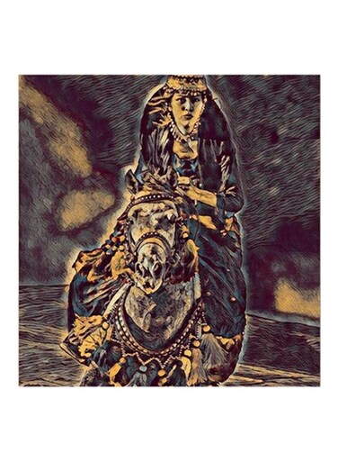 Women With Horse MDF Wall Art Multicolour