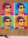 Umm Kulthum Themed Wall Art Red/Blue/Brown 30x30cm