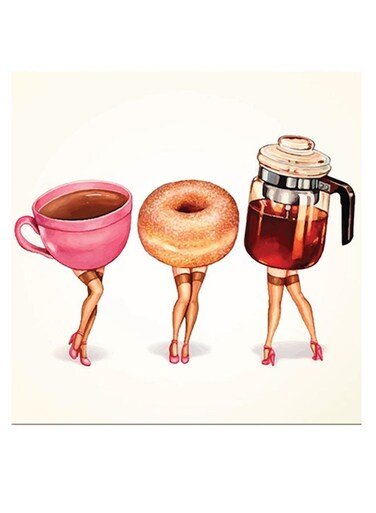 Tea And Pastry Themed Wall Art Pink/Orange/Black 30x30cm