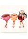 Tea And Pastry Themed Wall Art Pink/Orange/Black 30x30cm