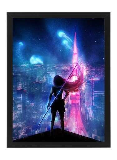 Digital Wall Art Poster Frame Neon City Lights 30X40 cm